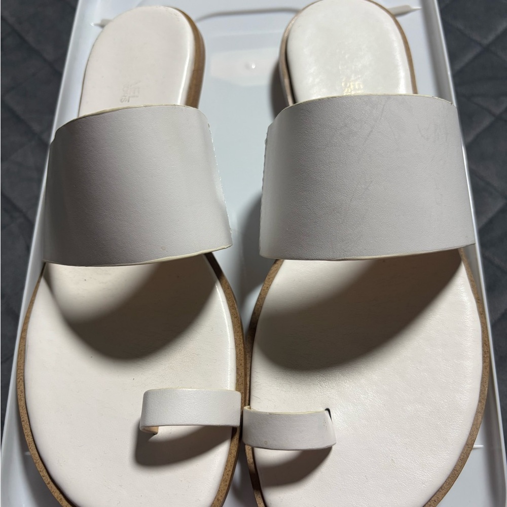Michael Kors Minimal White Slide Sandals with Toe Loop
